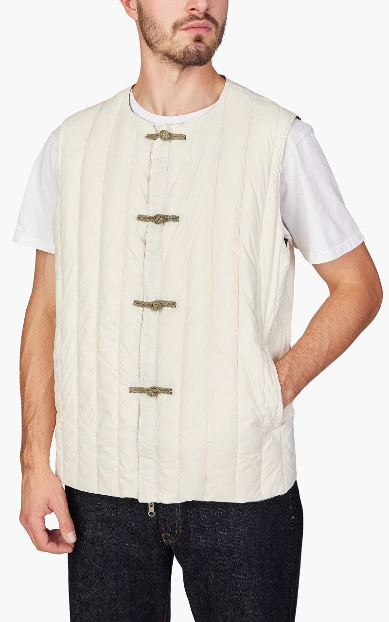 Taion x Beams Lights Reversible China Inner Vest Off White/Sage