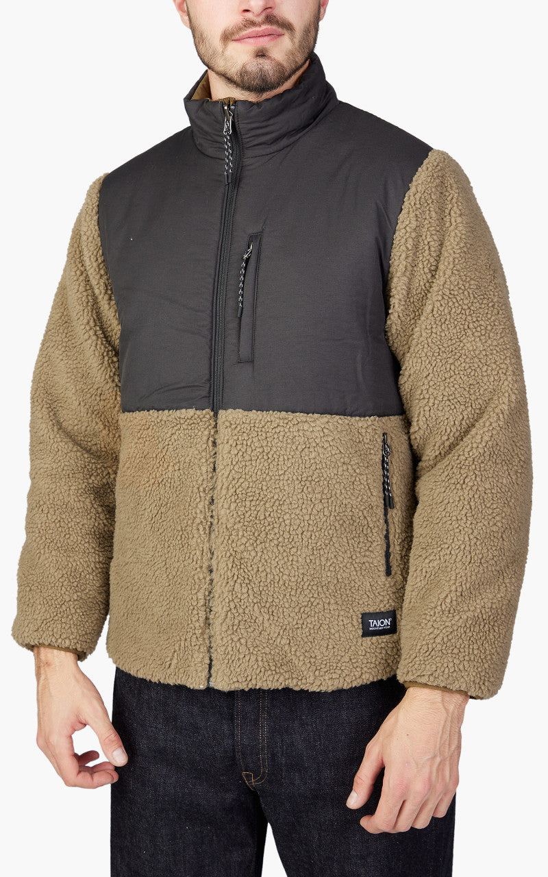 Taion Reversible Mountain Down Jacket Olive/Black Beige