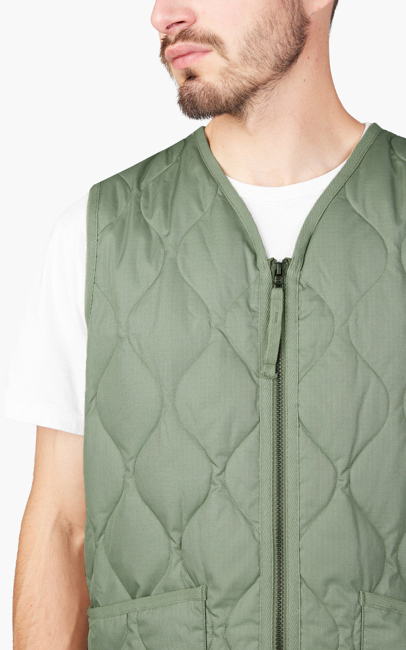 Taion Military Zip V-Neck Down Vest Dark Sage Green