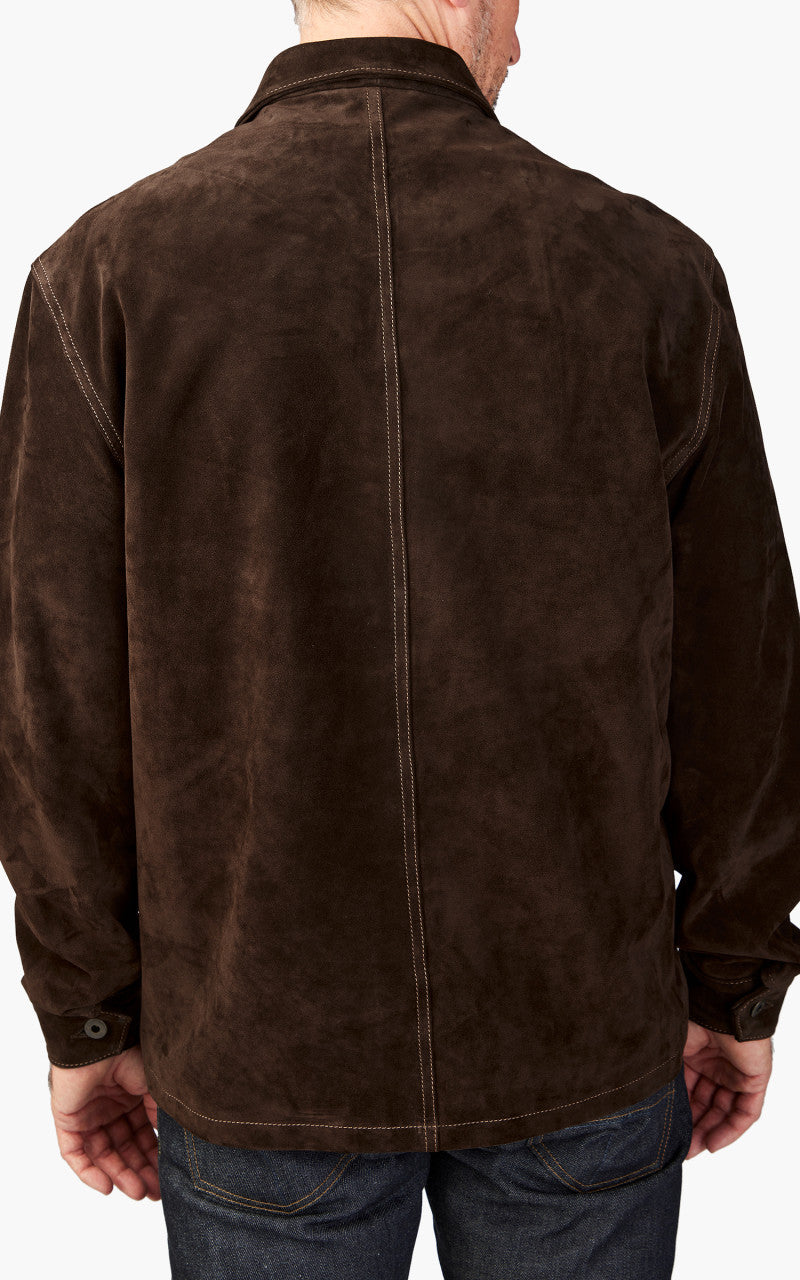 Tellason Coverall Suede Jacket Calf Split Silky Dark Brown