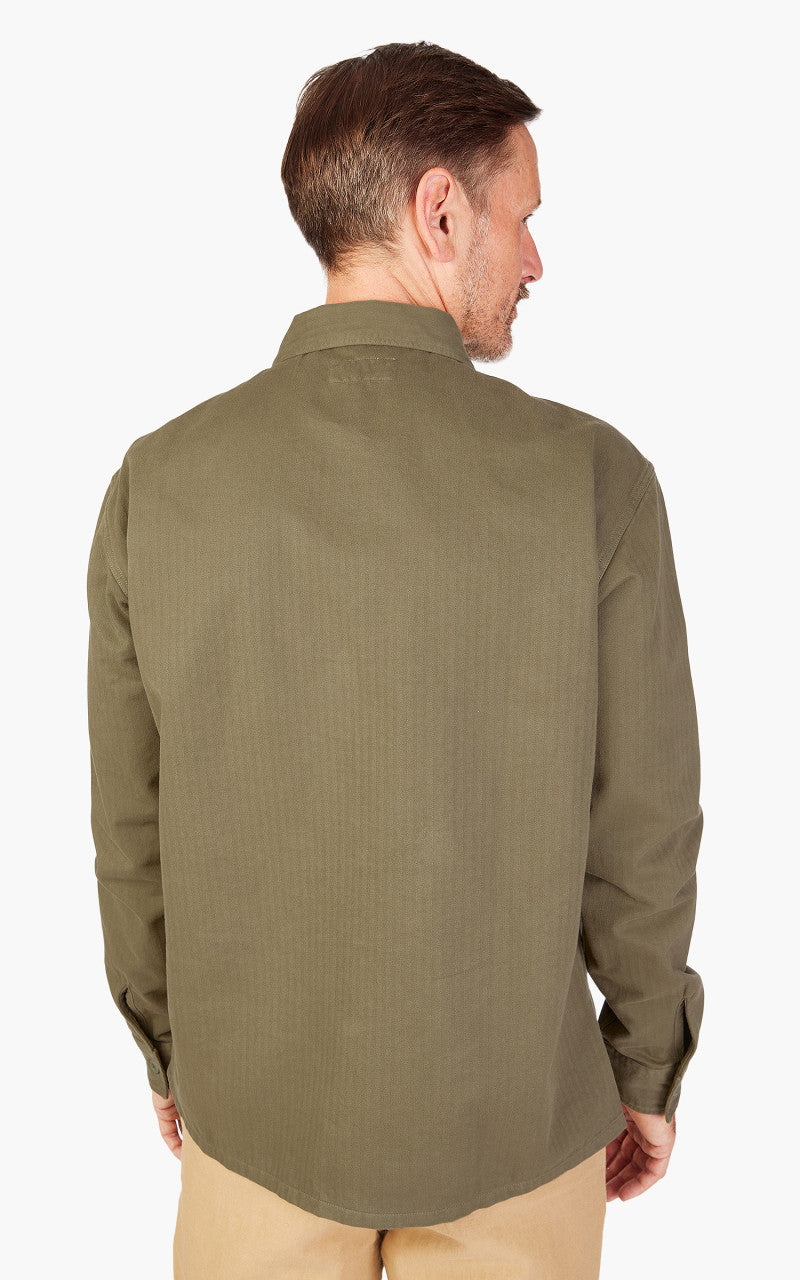 Tellason Fatigue Shirt Fischgrät-Twill Militär