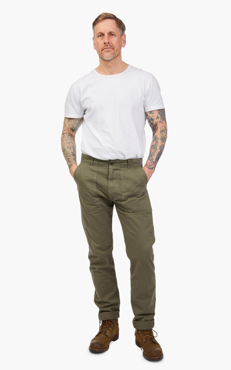 Tellason Fatigue Pant Tapered Herringbone Olive