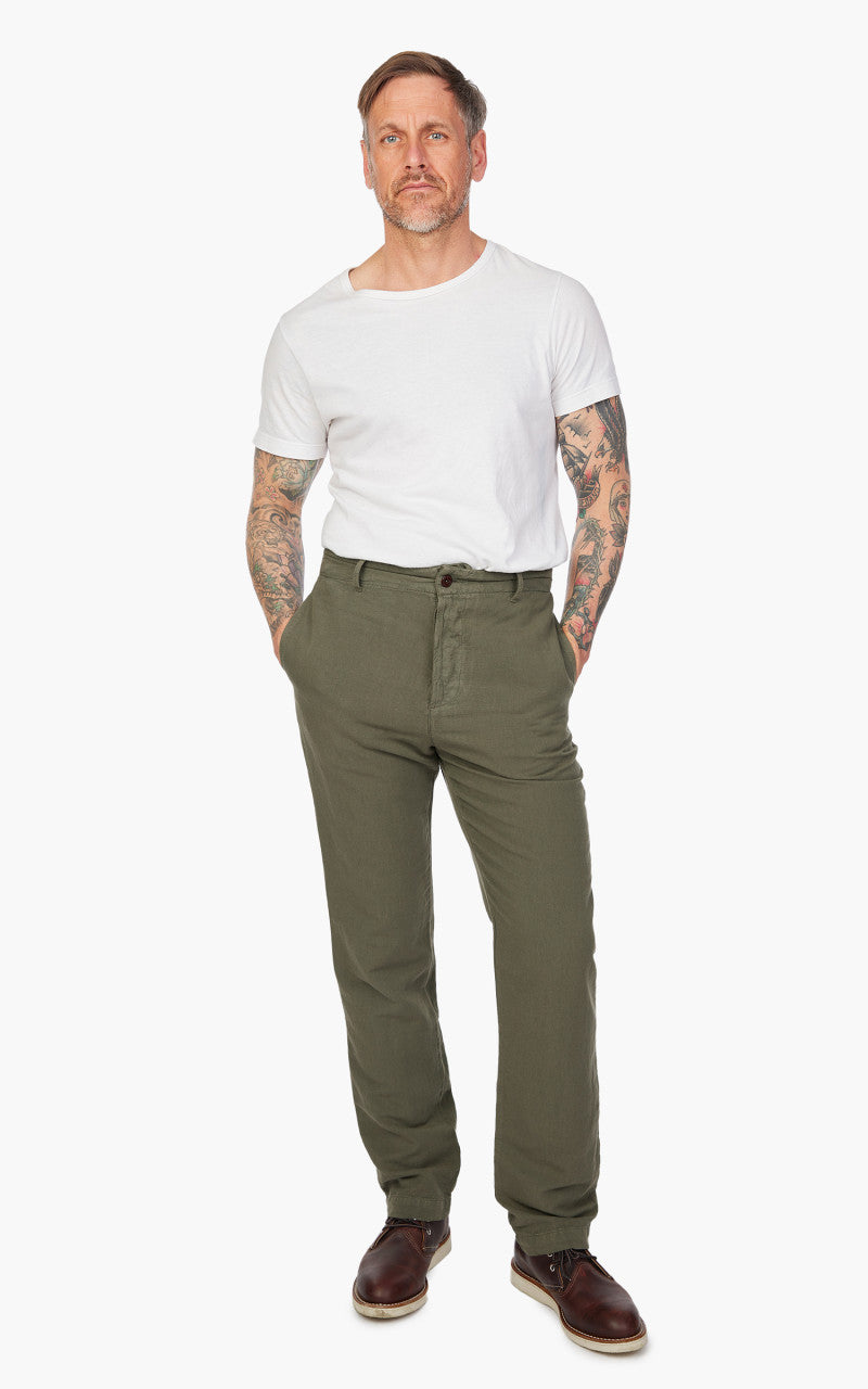 Tellason Army Chino Cotton Linen Slub Moss