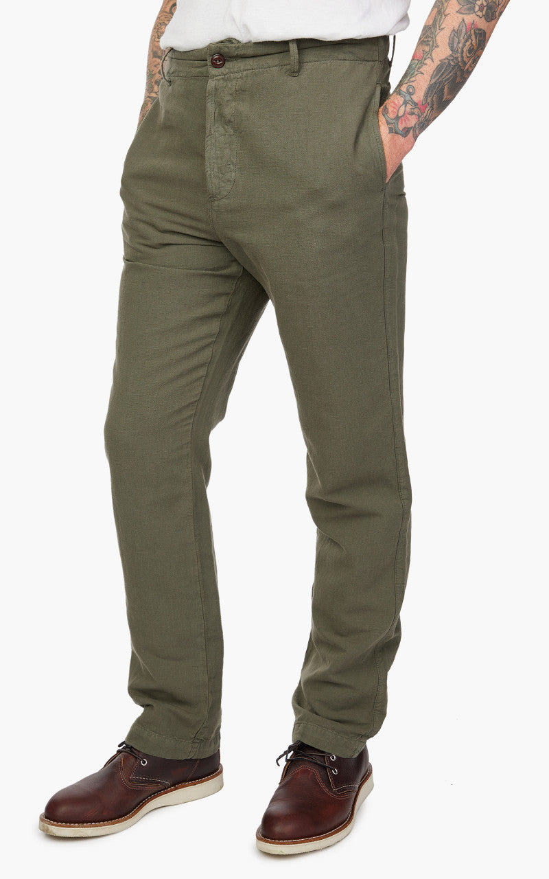 Tellason Army Chino Cotton Linen Slub Moss
