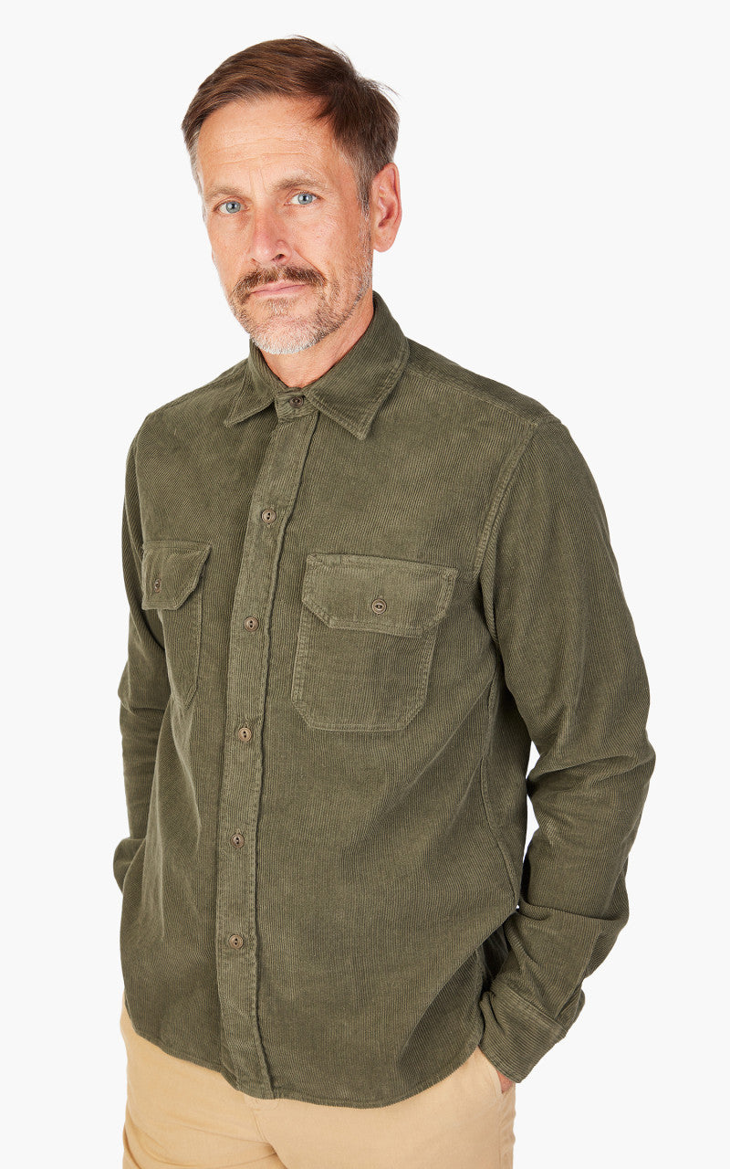 Tellason Clampdown Shirt Corduroy Millerighe Moss