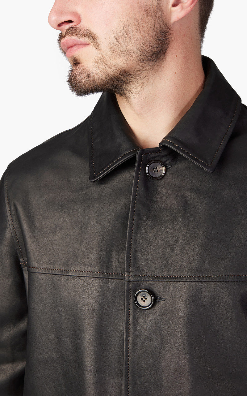 Tellason Car Coat Italian Horsehide Leather Black