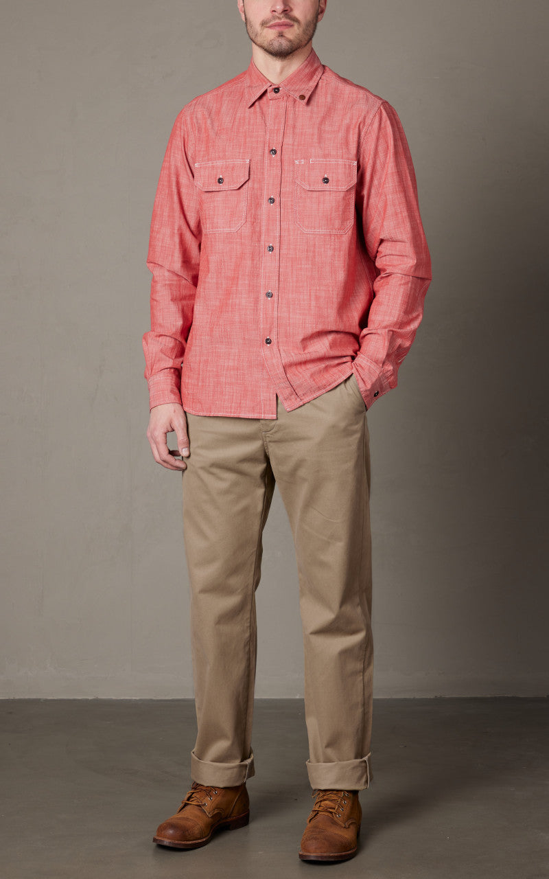 Tellason Clampdown Shirt Chambray Pinhais Red