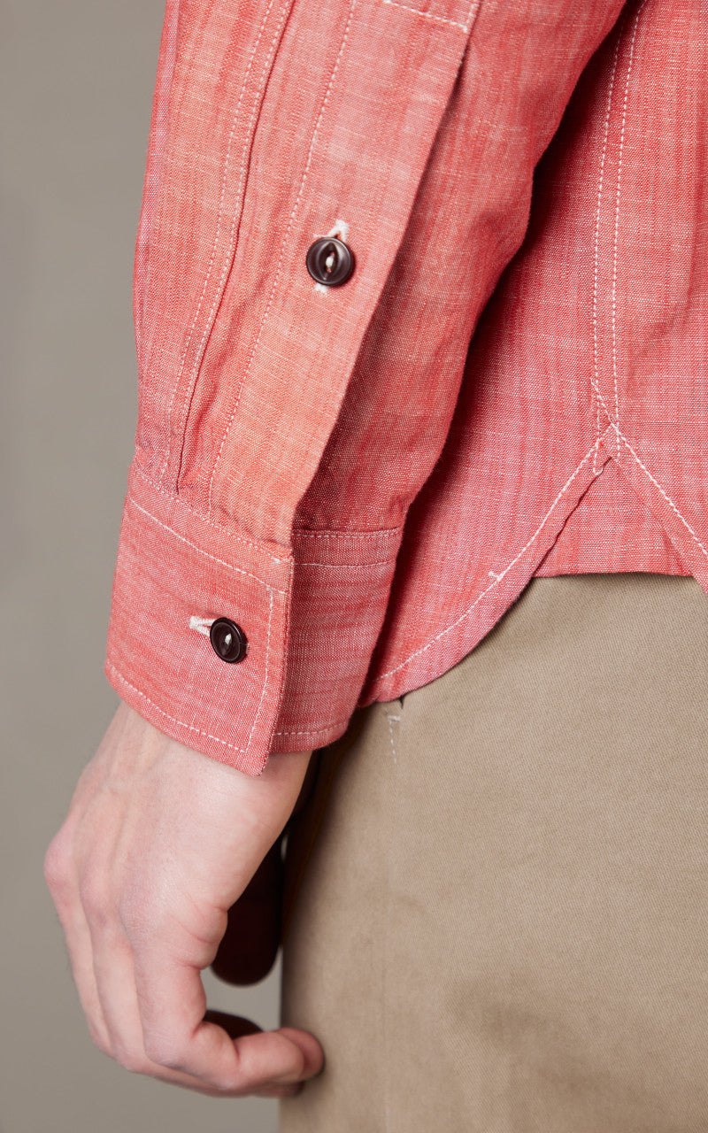 Tellason Clampdown Shirt Chambray Pinhais Red