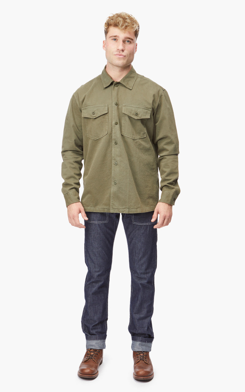 Tellason Fatigue Shirt Herringbone Olive