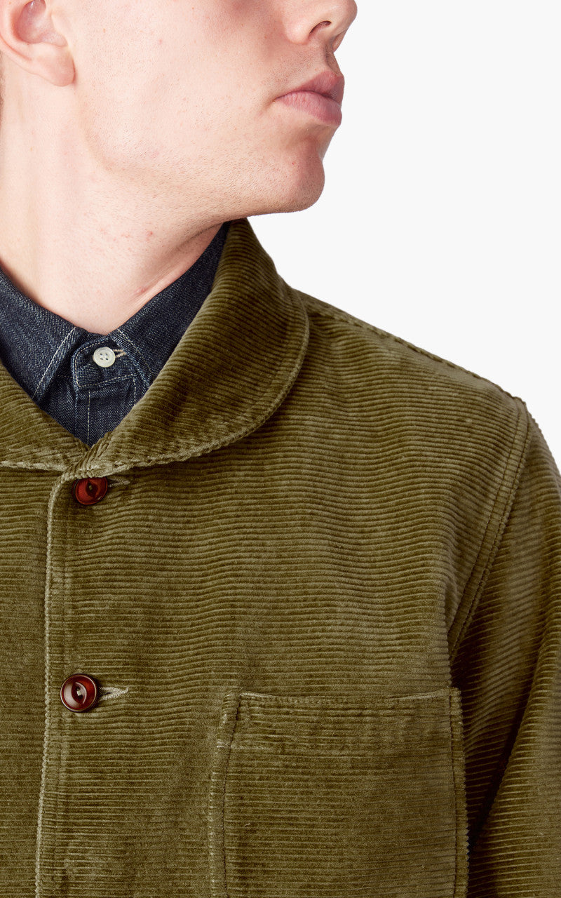 Tellason Shawl Collar Jacket Kindermann Corduroy Olive