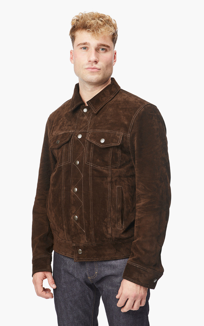定価　83600円 SUEDE TRUCKER JACKET ブラウン　サイズ2 Men's Suede Trucker Jacket in Dark Brown | Cole Haan