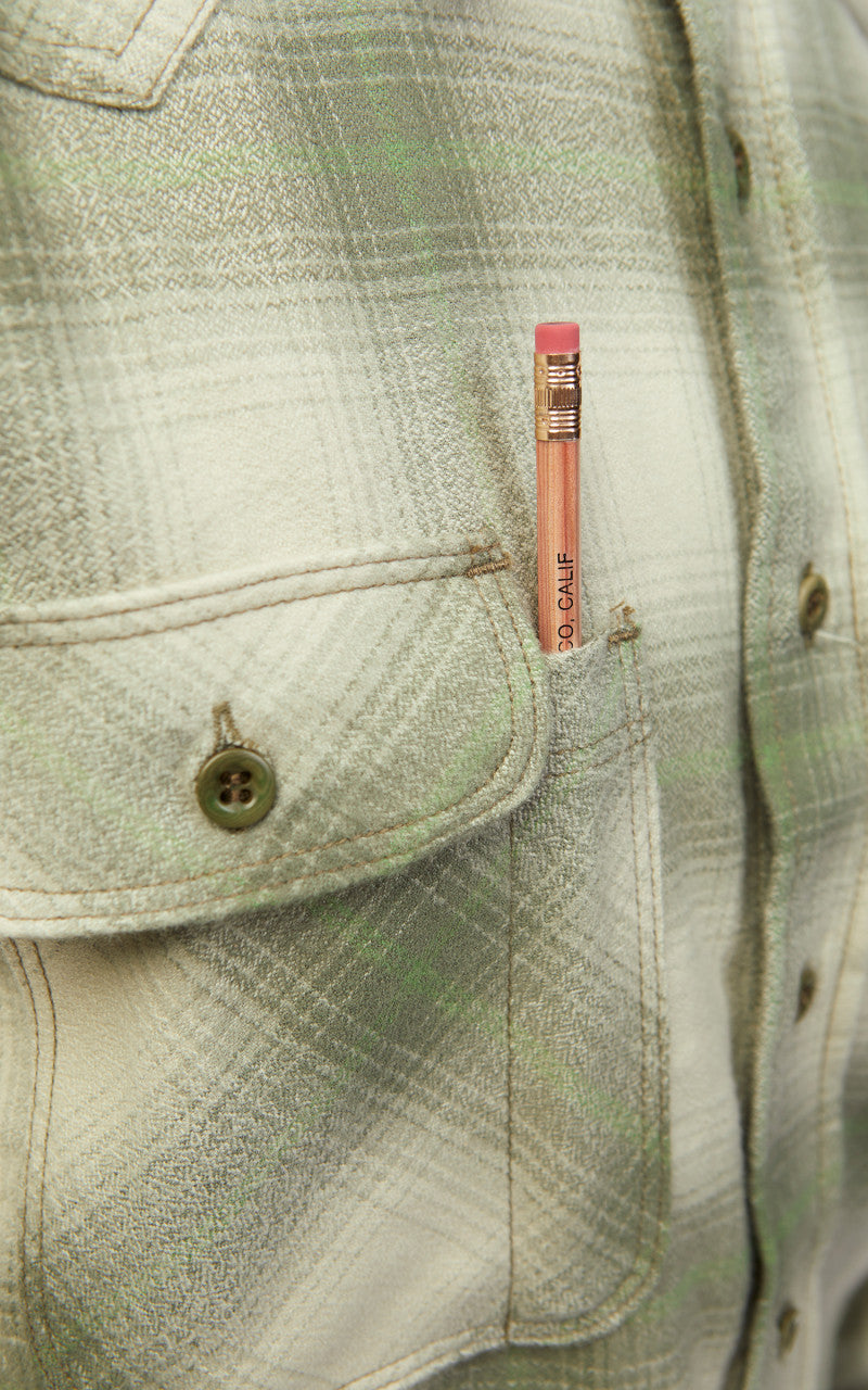 Tellason Topper Plaid Flannel Shirt Olive/Beige
