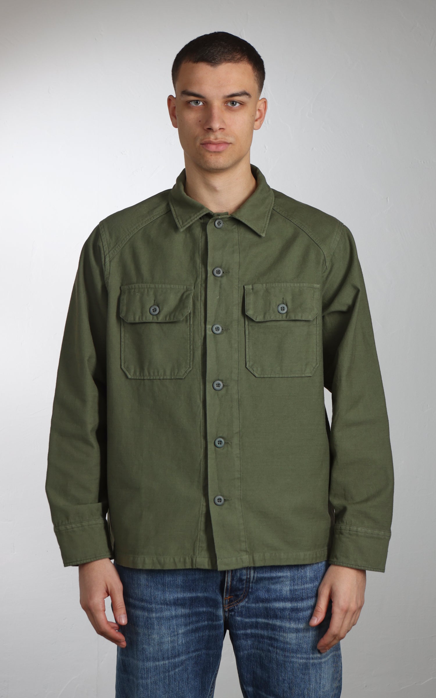 Tellason New Field Shirt Cotton Sateen Olive