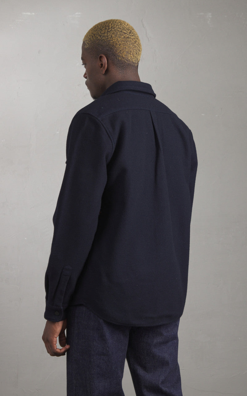 Tellason Wool Shirt Panno Over Navy