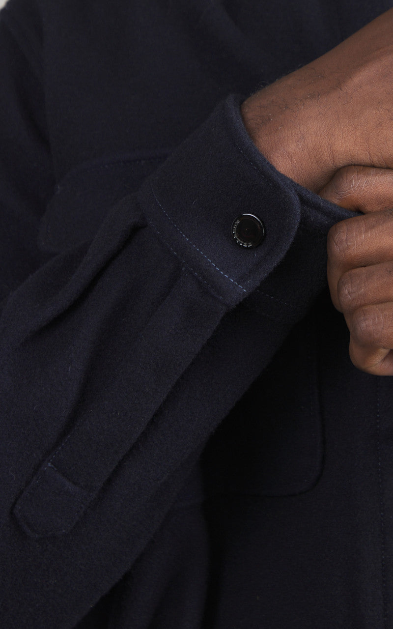 Tellason Wool Shirt Panno Over Navy