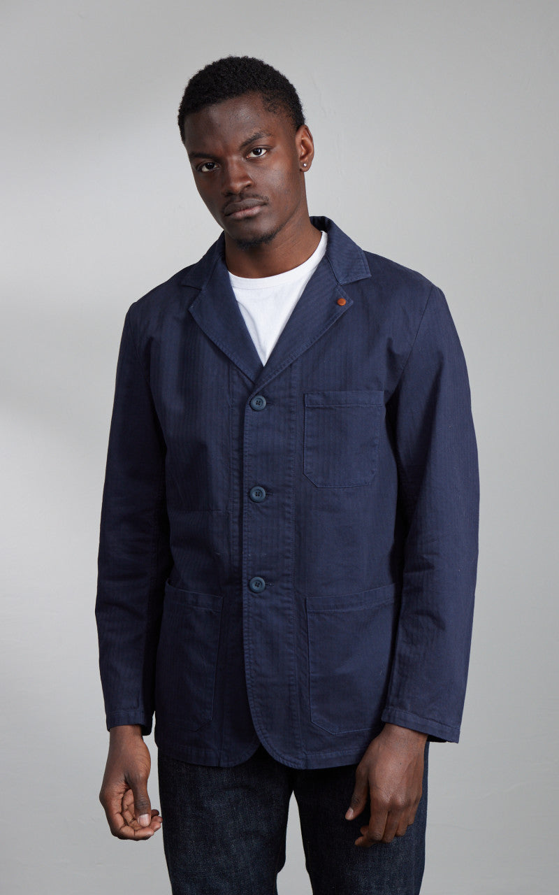 Tellason Work Blazer Herringbone Twill Dark Navy