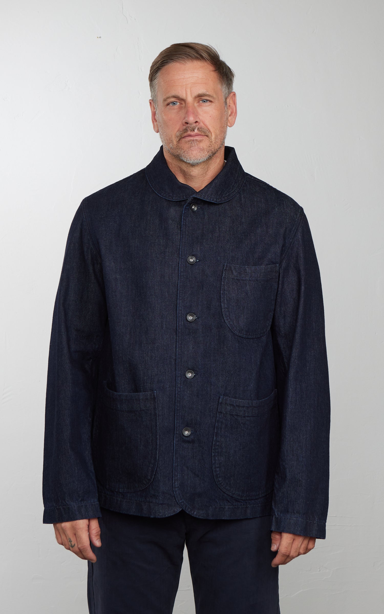 Tellason Shawl Collar Jacket New Chai Selvedge Denim