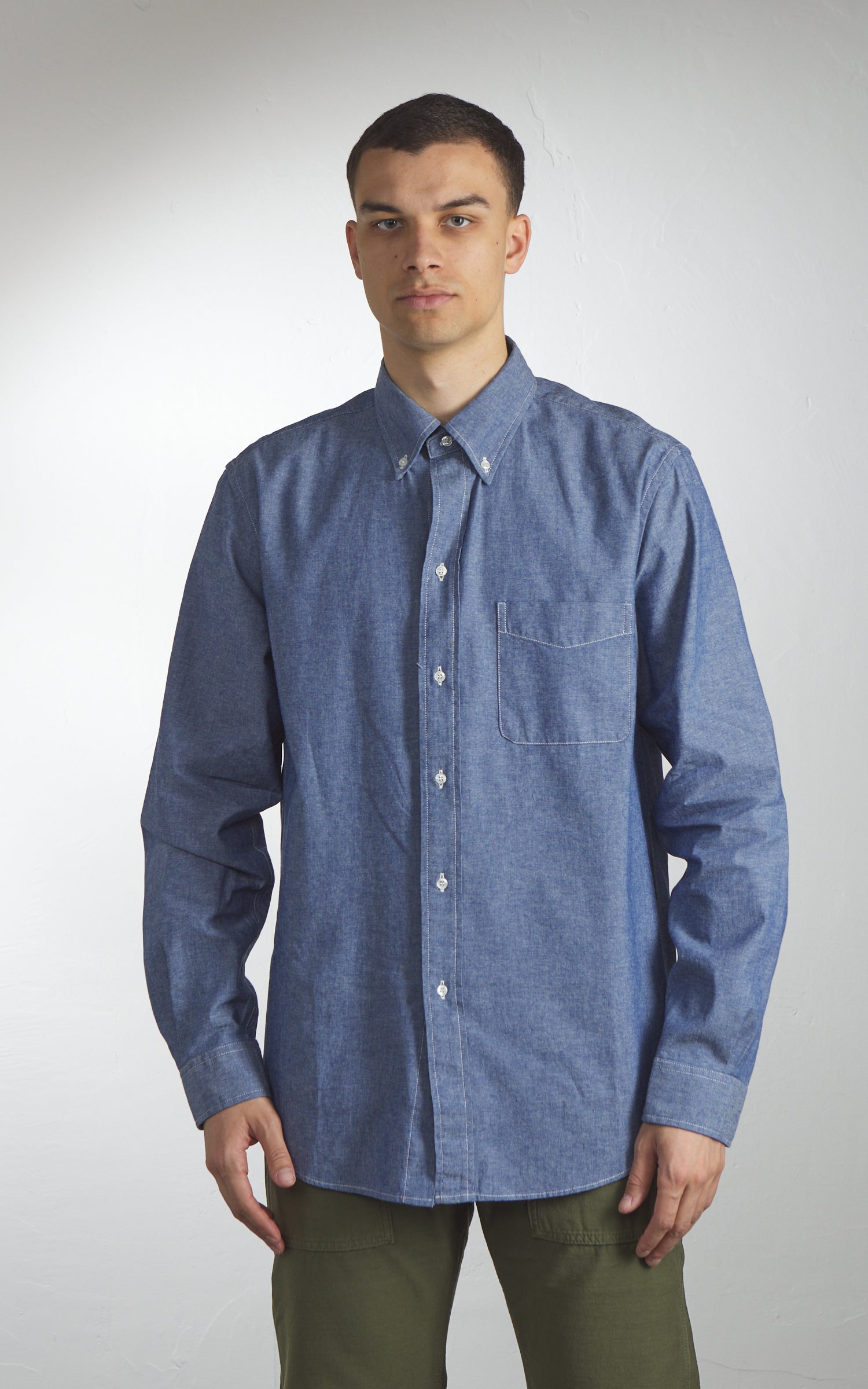 Tellason Button Down Shirt Chambray Light Blue