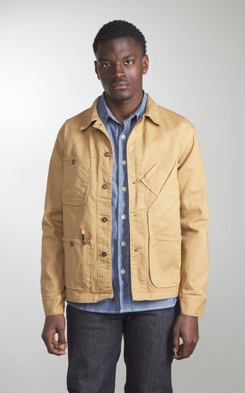Tellason Coverall Jacket Garment Dyed Denim British Tan