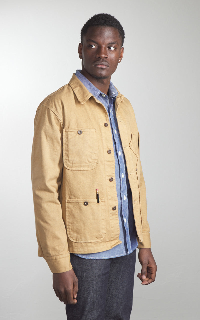 Tellason Coverall Jacket Garment Dyed Denim British Tan