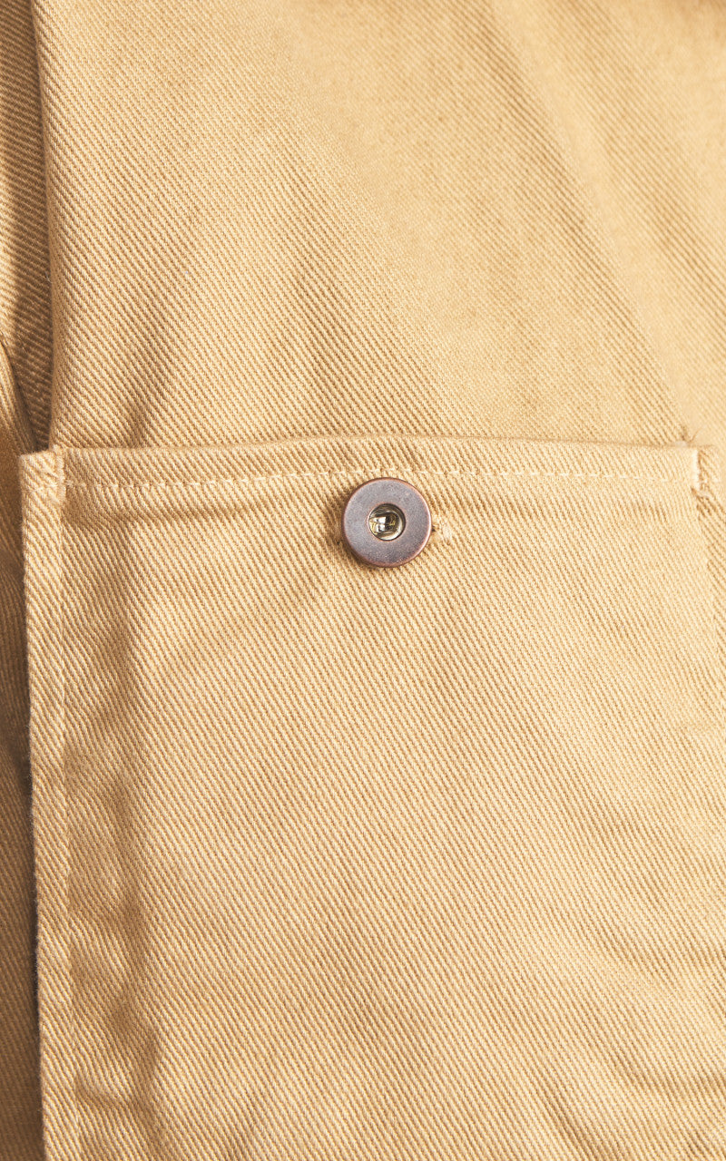 Tellason Coverall Jacket Garment Dyed Denim British Tan