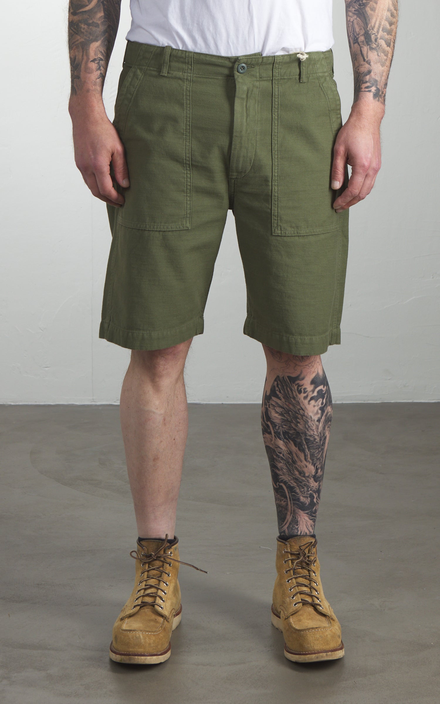 Tellason Fatigue Shorts Cotton Sateen Olive