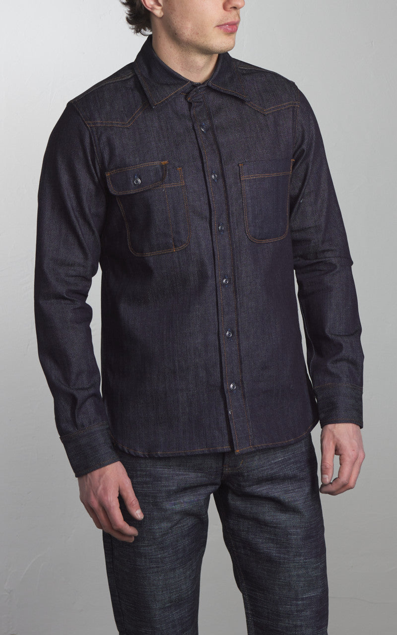 Tellason Topper Denim Shirt Unwashed Indigo 7.5oz
