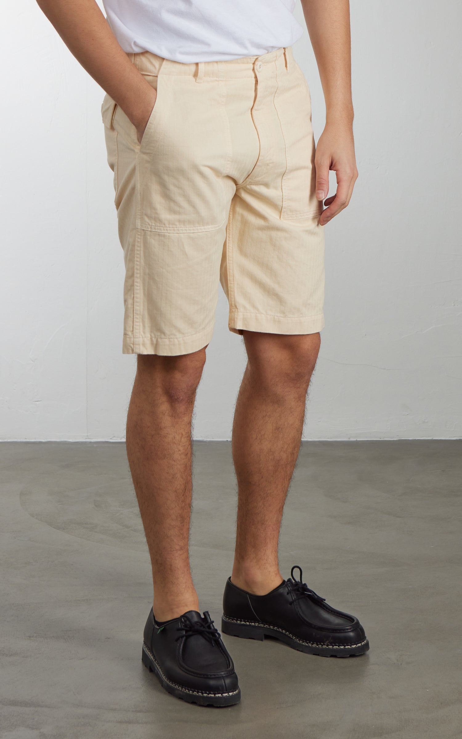 Tellason Fatigue Shorts Herringbone Twill Bone