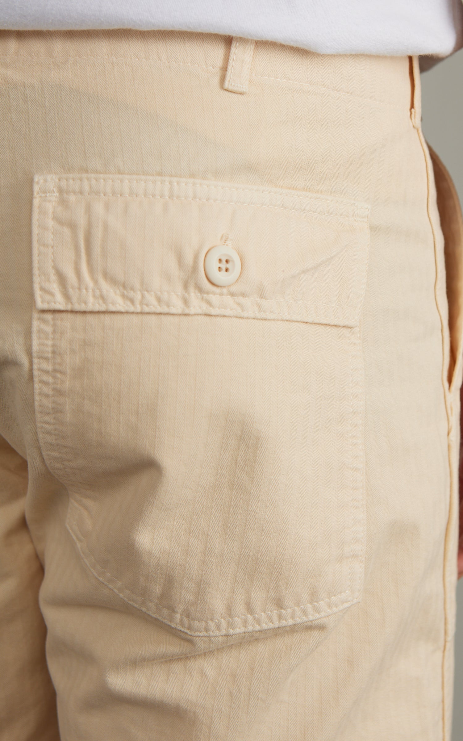 Tellason Fatigue Shorts Herringbone Twill Bone