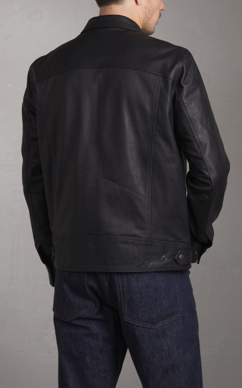 Tellason x Shangri-La Heritage Trucker Jacket Cowhide Leather Black