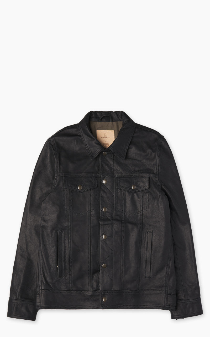 Tellason x Shangri-La Heritage Trucker Jacket Cowhide Leather Black