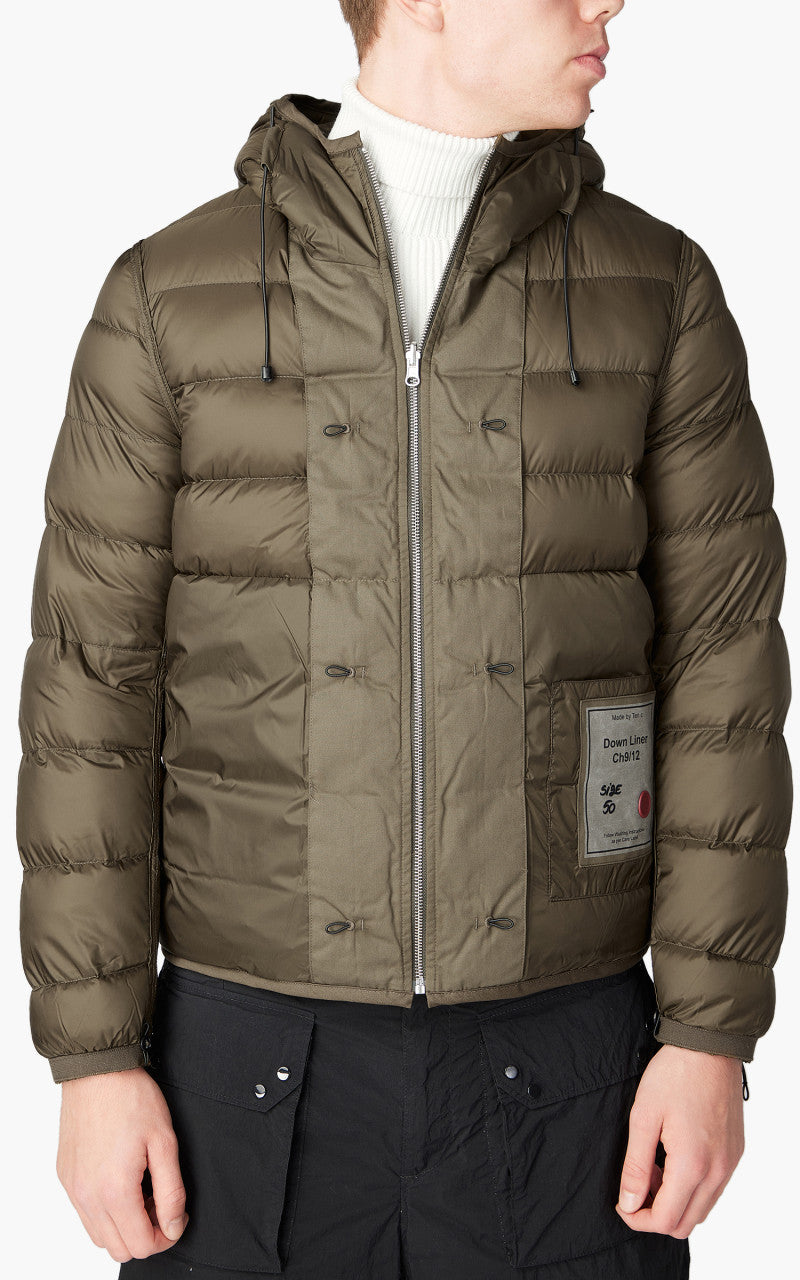 Ten C Hooded Down Liner With Pockets Olive