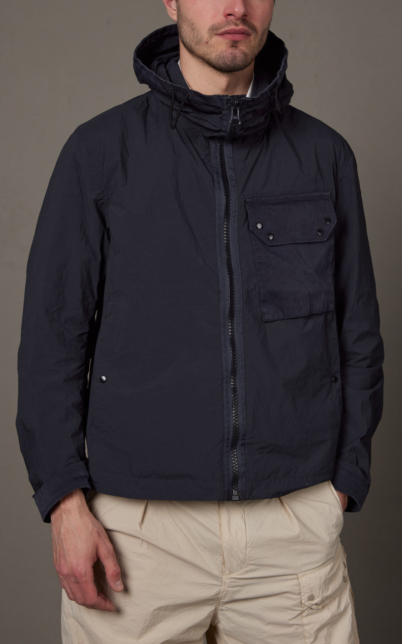 Ten C Hooded Zipped Mid Layer Navy Blue