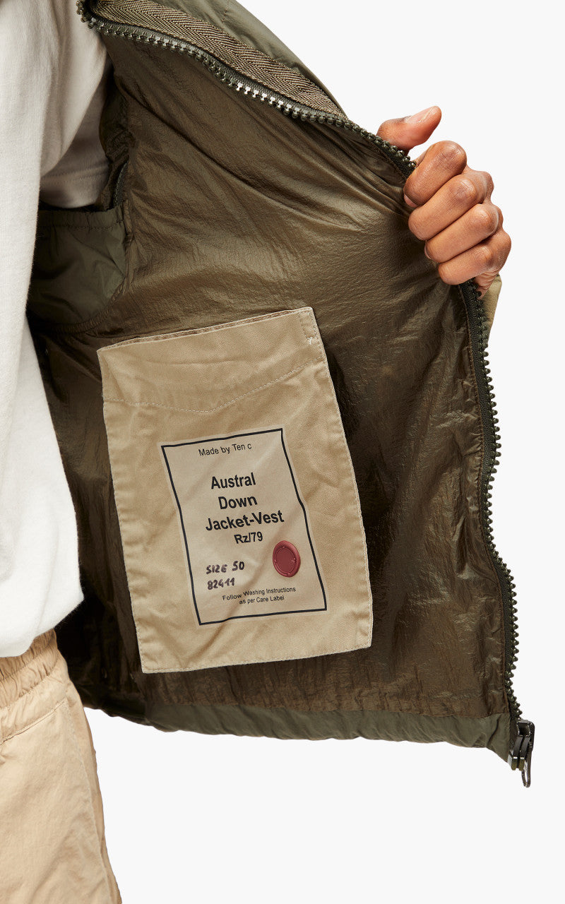 Ten C Austral Down Jacket Vest Olive