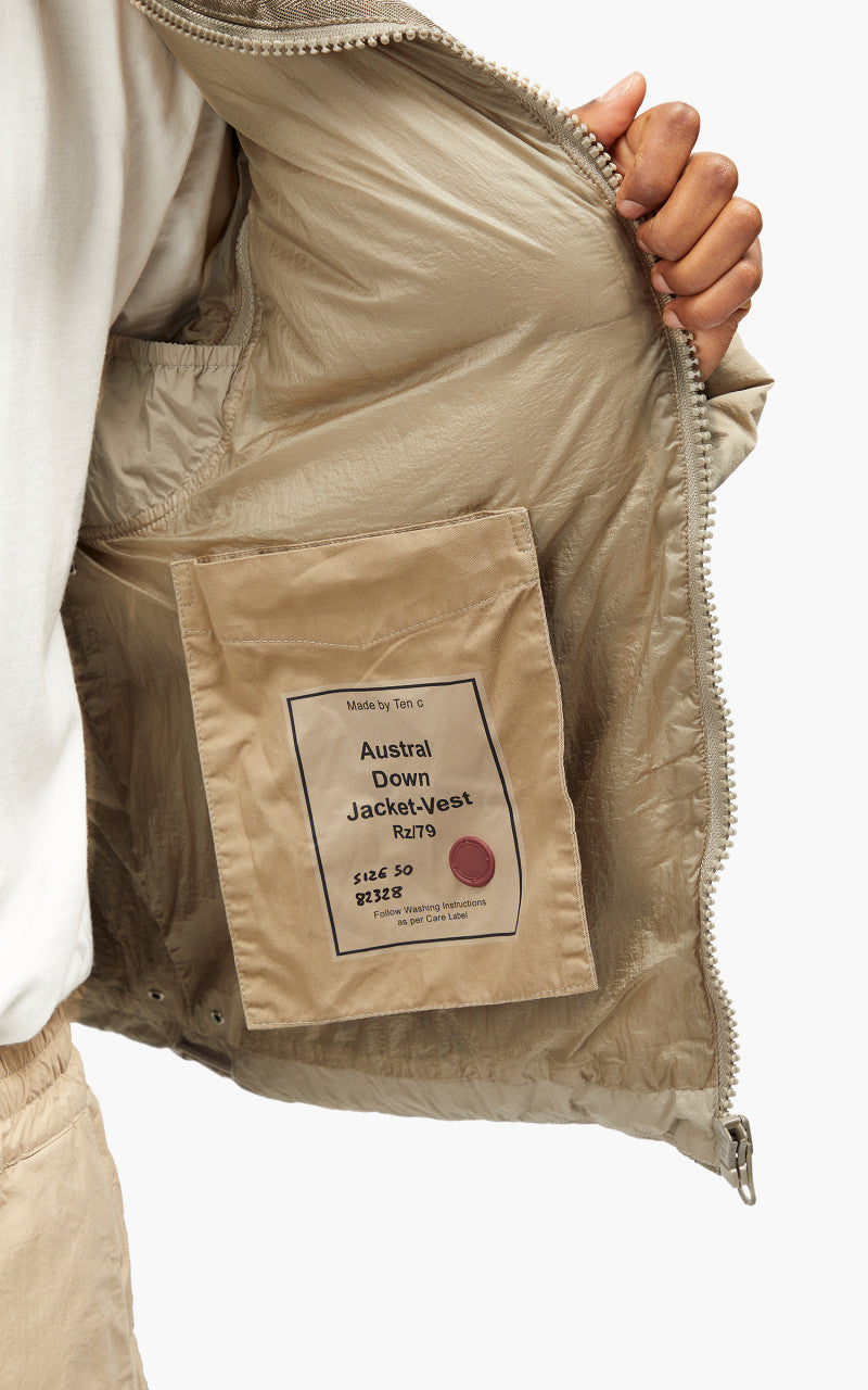 Ten C Austral Down Jacket Vest Taupe