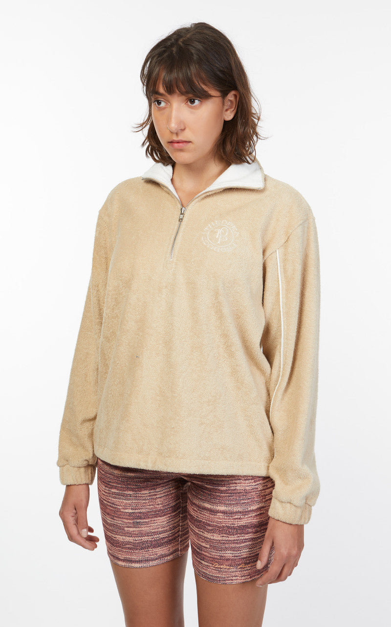 TheOpen Product Terry Half Zip Sweatshirt Beige
