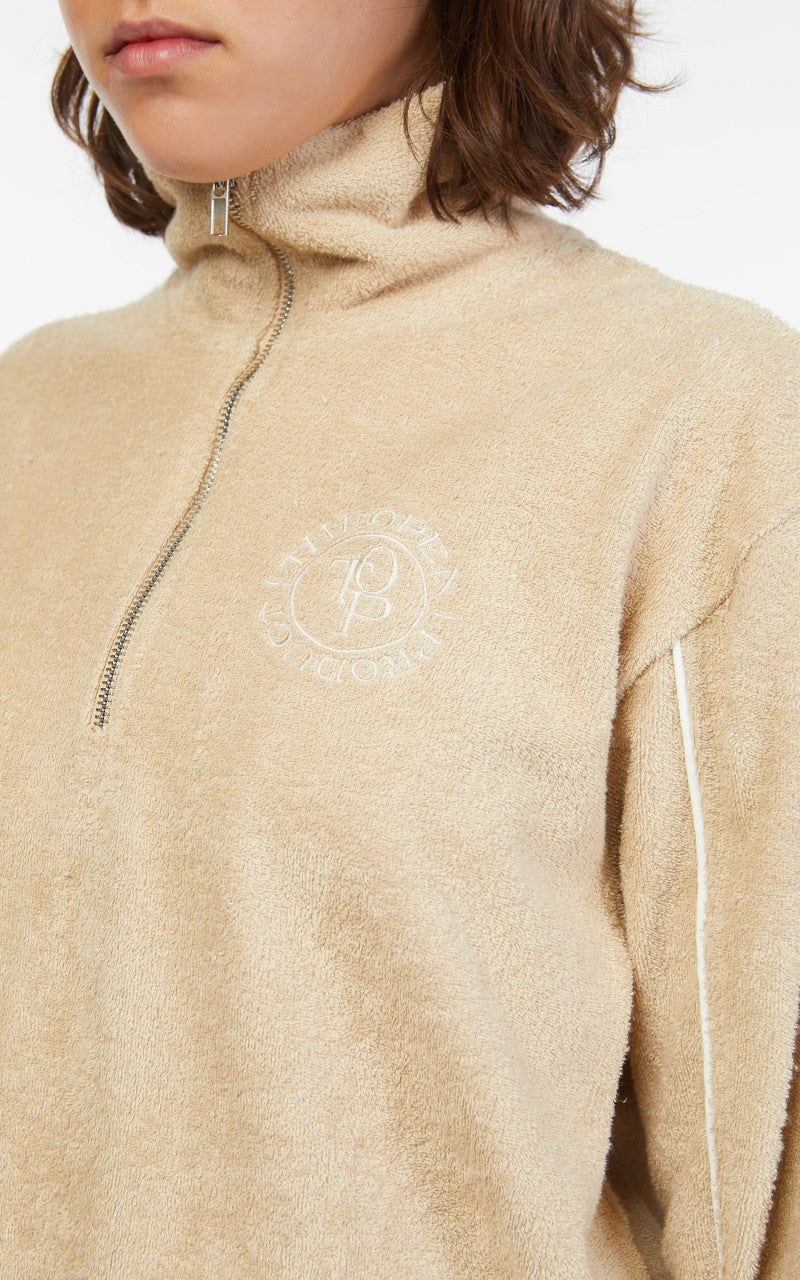 TheOpen Product Terry Half Zip Sweatshirt Beige