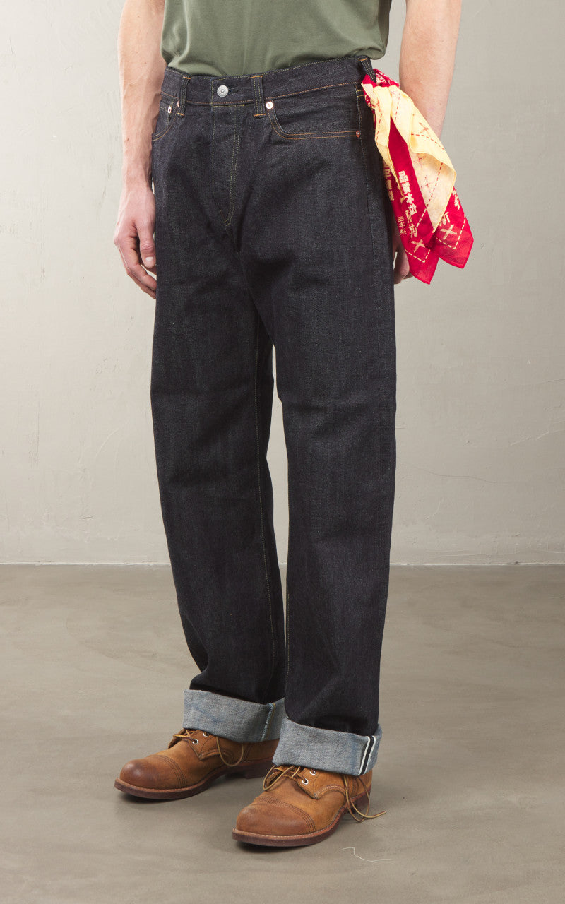 The Flat Head FN-D111 Wide Straight Jeans Selvedge One Wash Indigo