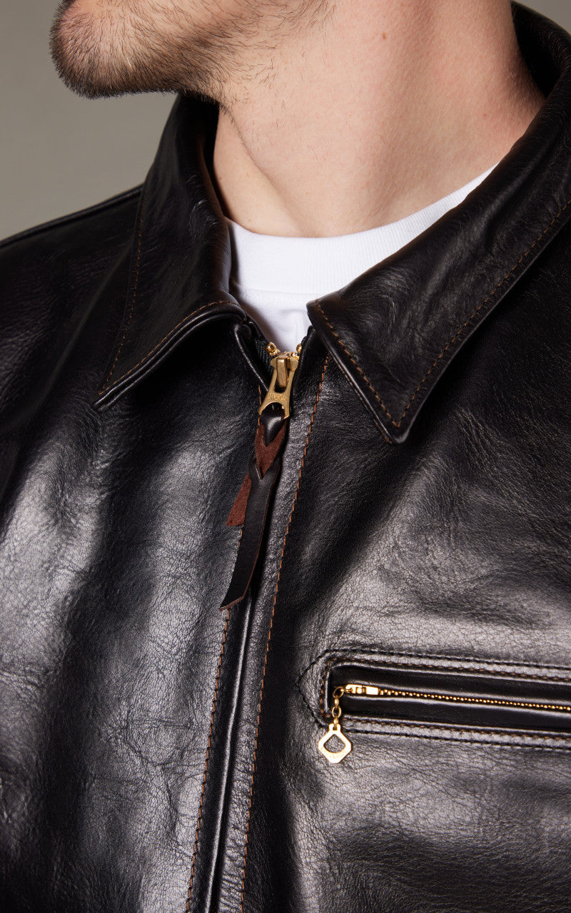 The Flat Head FN-LJ-HS001 Horsehide Single Rider Jacket Black