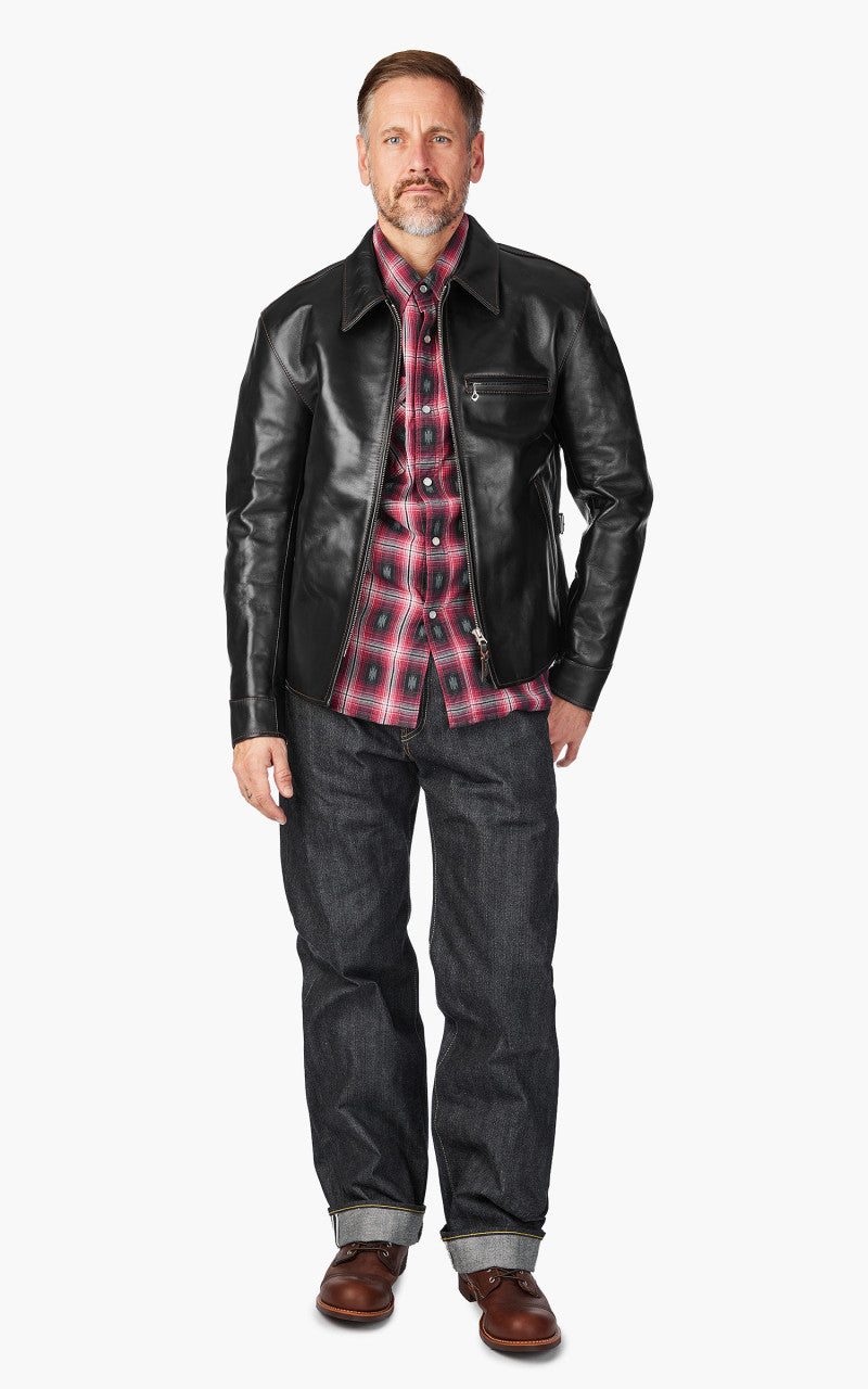 The Flat Head FN-LJ-HS005 Horsehide Single Rider Jacket Black