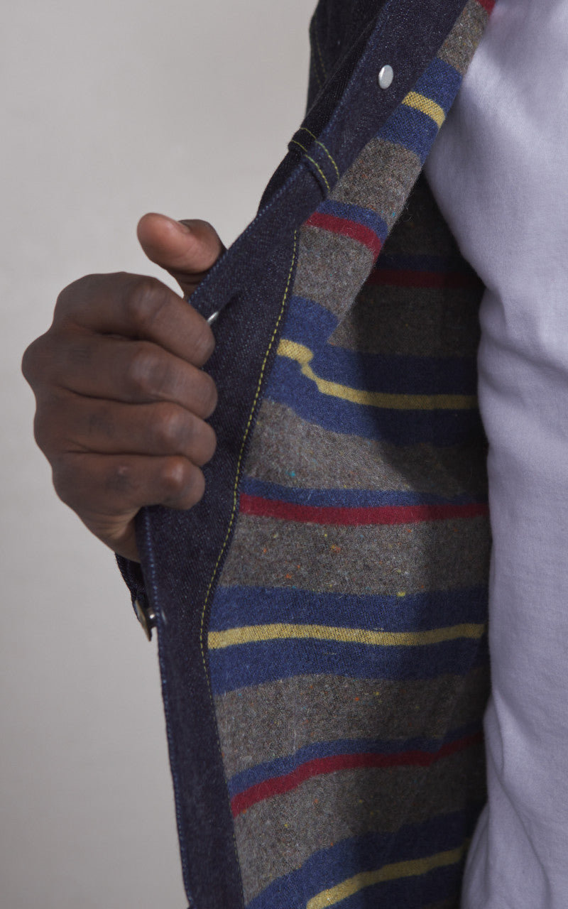 The Flat Head FN-OJ-D102 Denim Jacket Blanket Lined Indigo