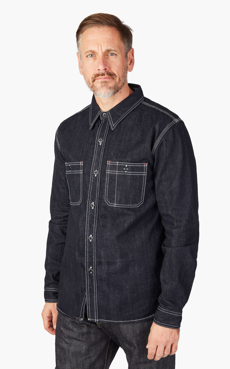 The Flat Head FN-SDK-301L Denim Work Shirt Selvedge Indigo