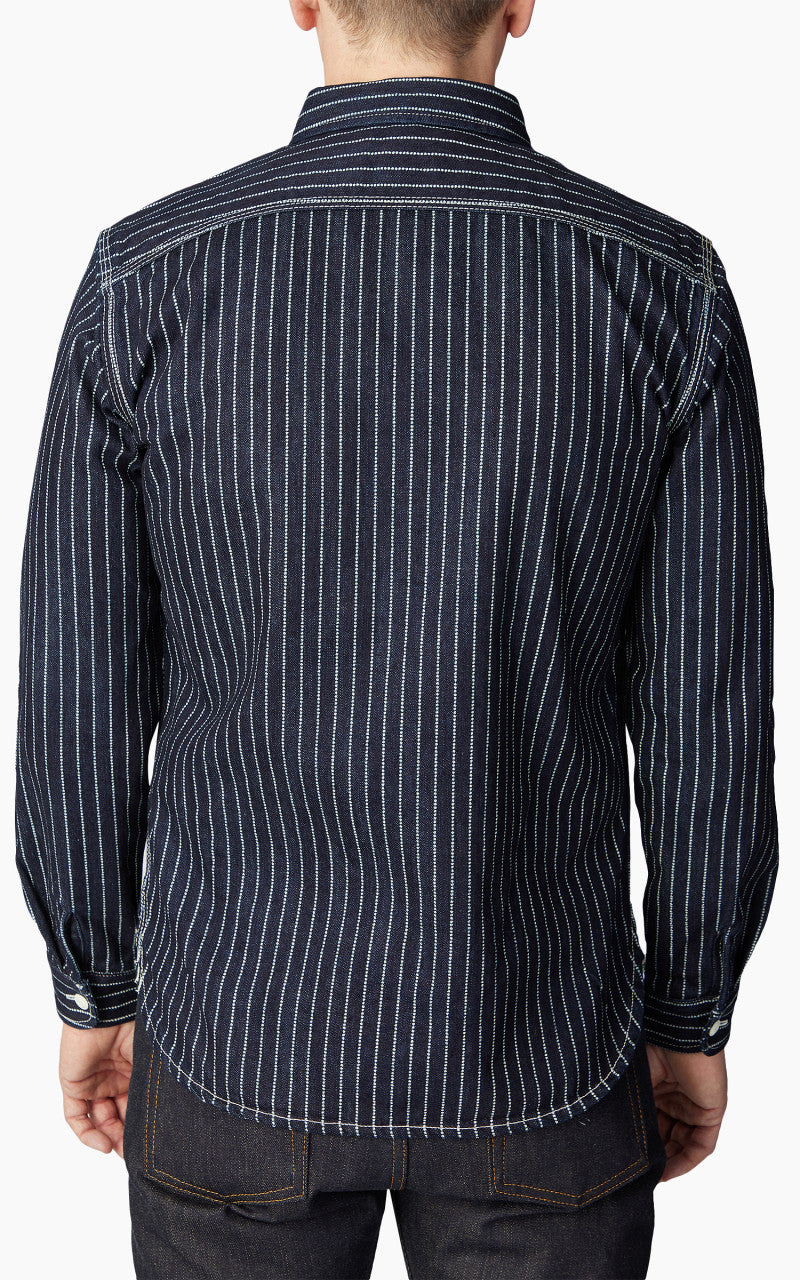 The Flat Head FN-SDK-702L Denim Wabash Work Shirt Blue