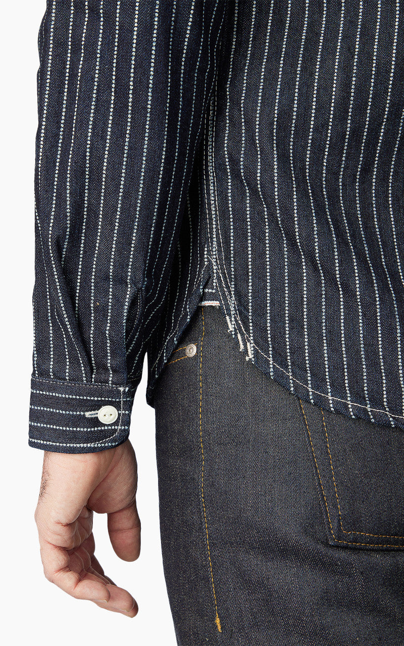 The Flat Head FN-SDK-702L Denim Wabash Work Shirt Blue
