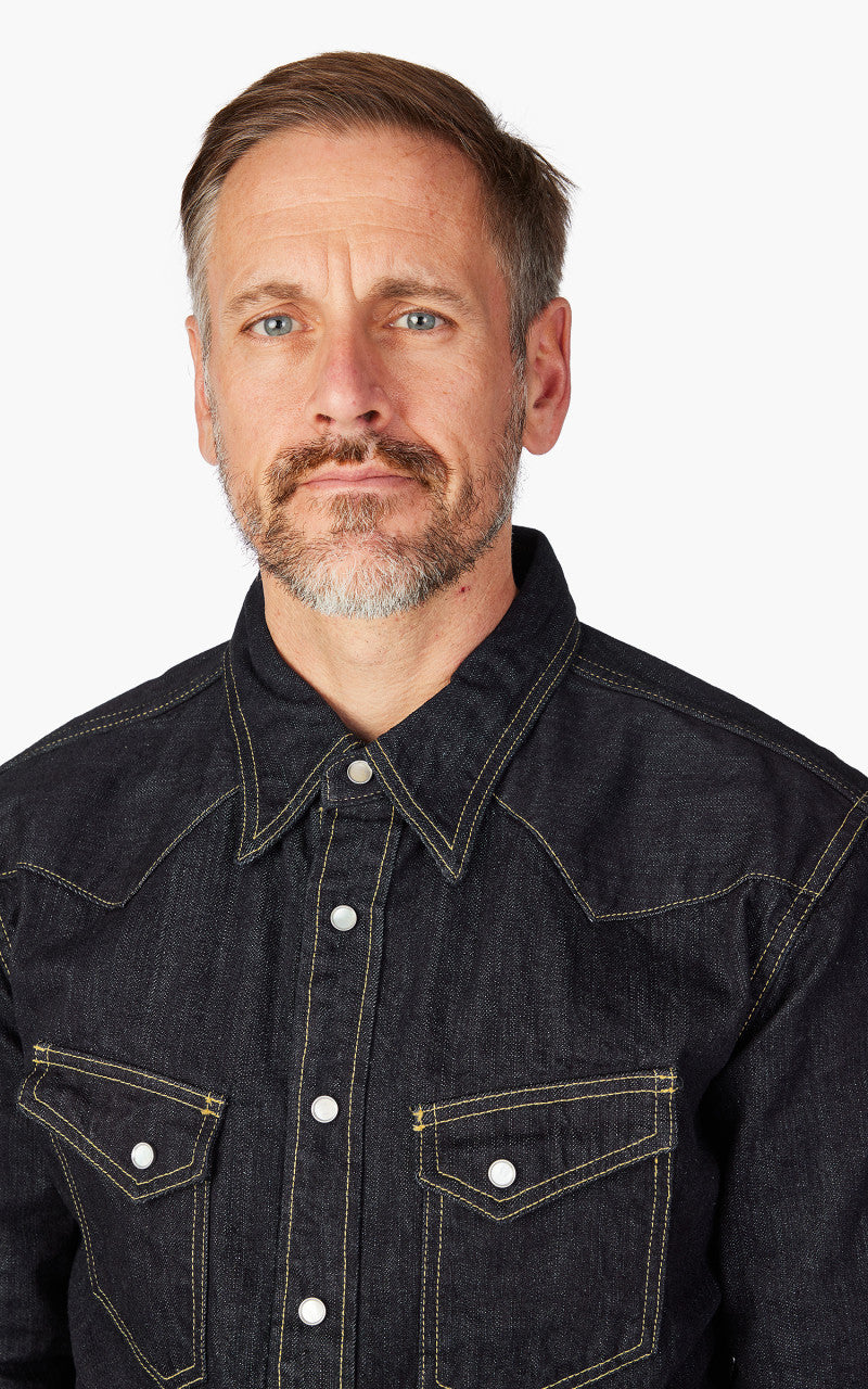 The Flat Head FN-SDW-001L Denim Western Shirt Selvedge Indigo