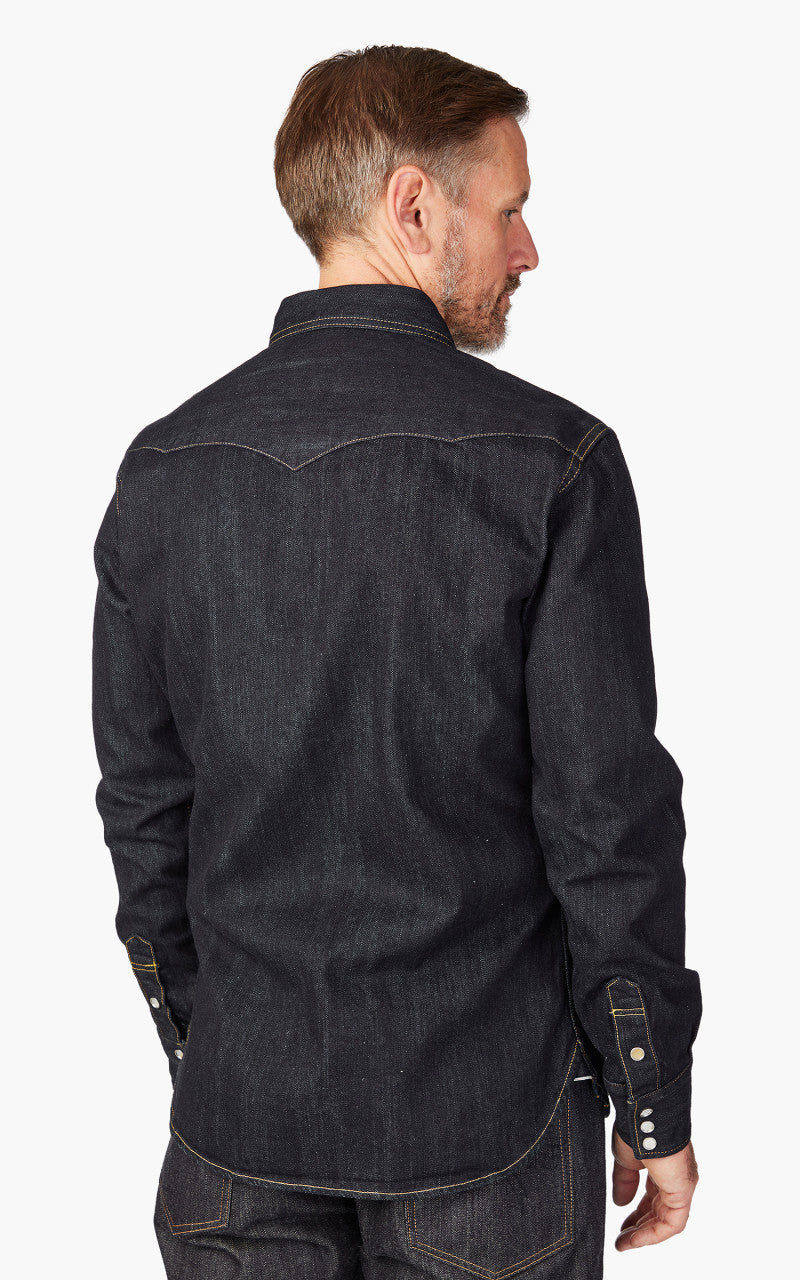 The Flat Head FN-SDW-001L Denim Western Shirt Selvedge Indigo