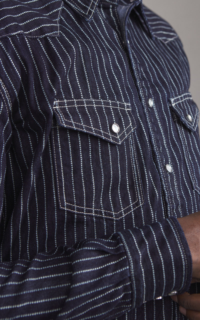 The Flat Head FN-SDW-701L Denim Wabash Western Shirt Selvedge Indigo