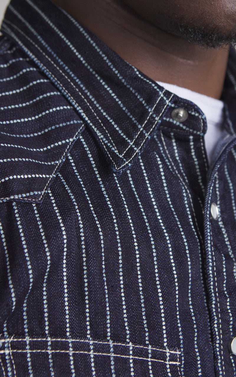 The Flat Head FN-SDW-701L Denim Wabash Western Shirt Selvedge Indigo