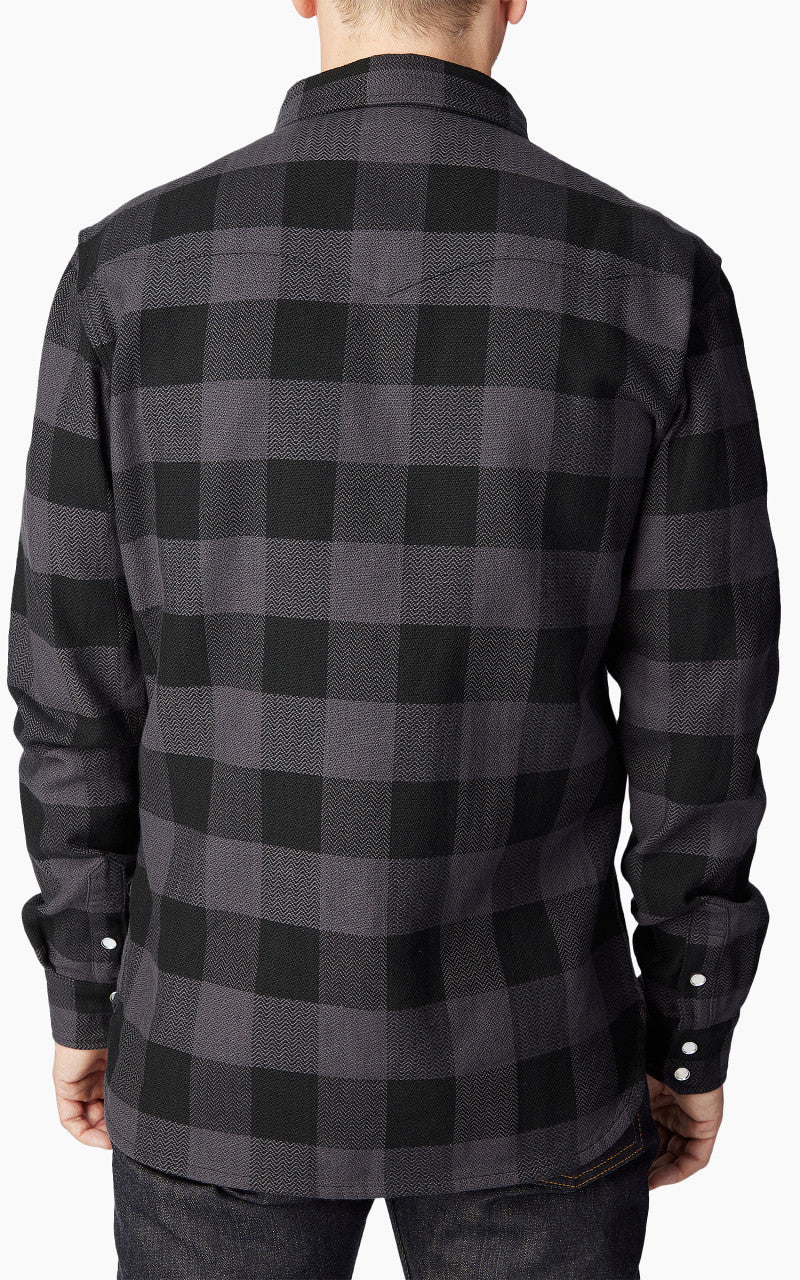 The Flat Head FN-SNW-101L Block Check Flannel Western Shirt Grey/Black