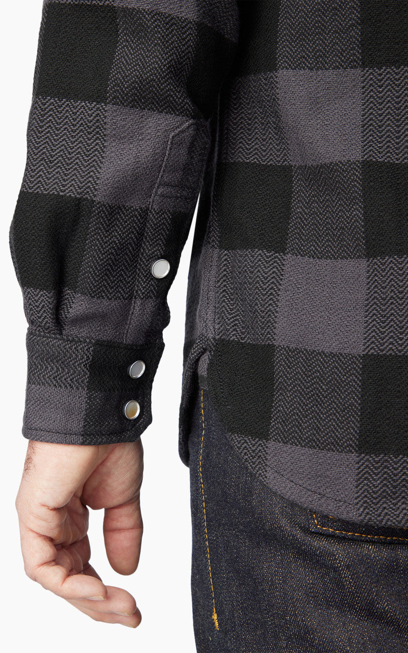 The Flat Head FN-SNW-101L Block Check Flannel Western Shirt Grey/Black
